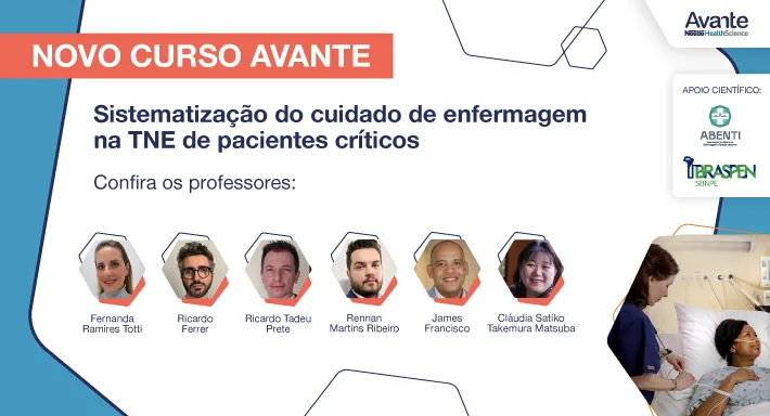 Capa curso Sistematização do cuidado de enfermagem na TNE de pacientes críticos